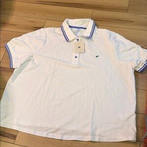 Fabletics White Polo Shirt with Blue Accents